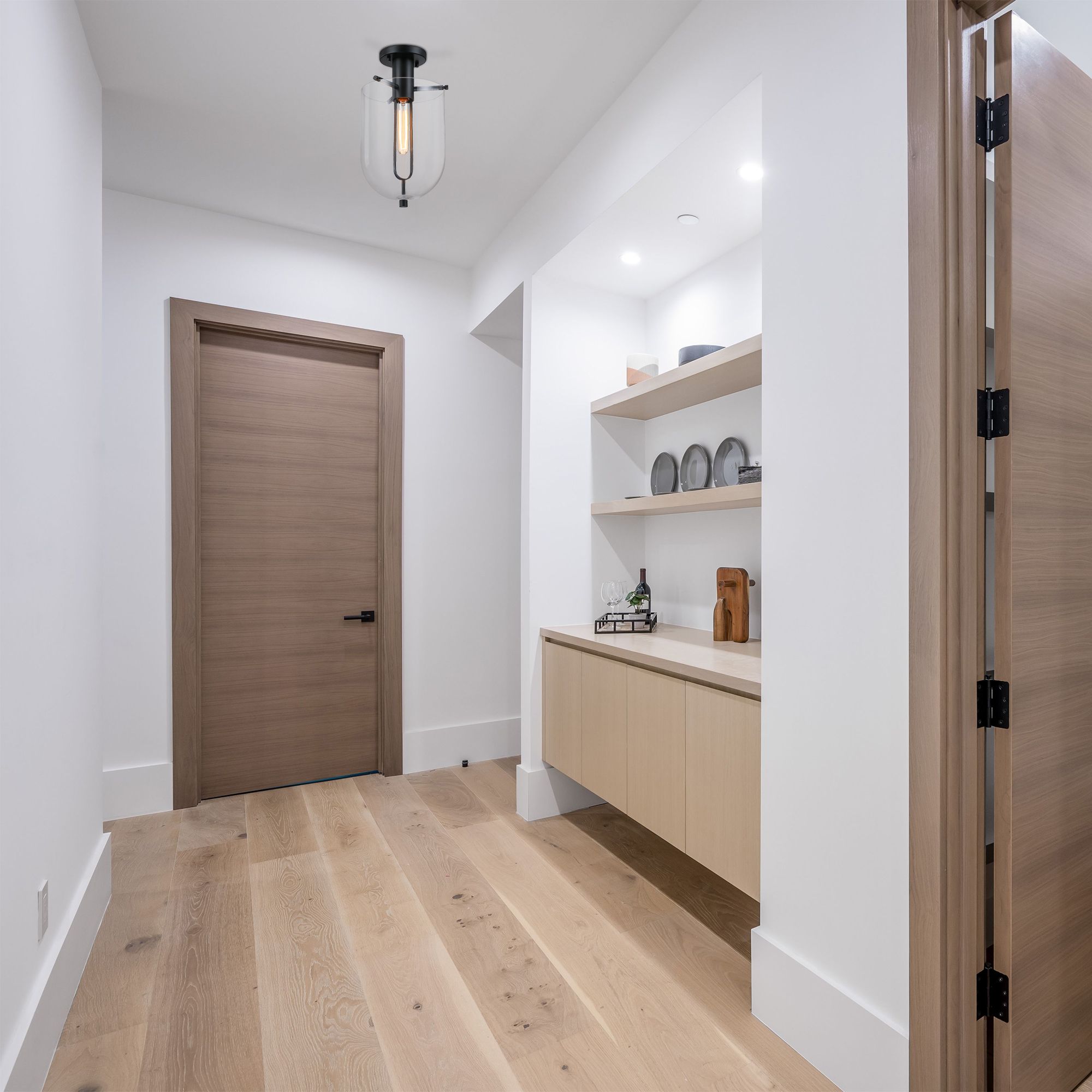 Skylar 10 in. Matte Black Transitional Semi-Flush Mount with  Glass Shade