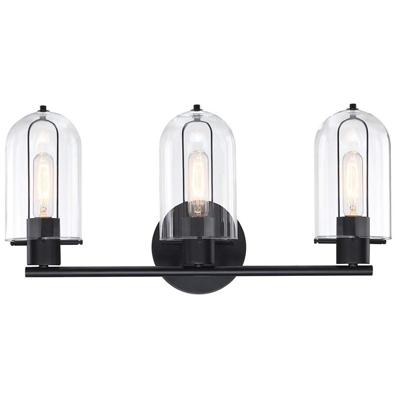 Image 1 Skylar 24.5 in. 3-Light Matte Black Vanity Light with Clear Glass Shades