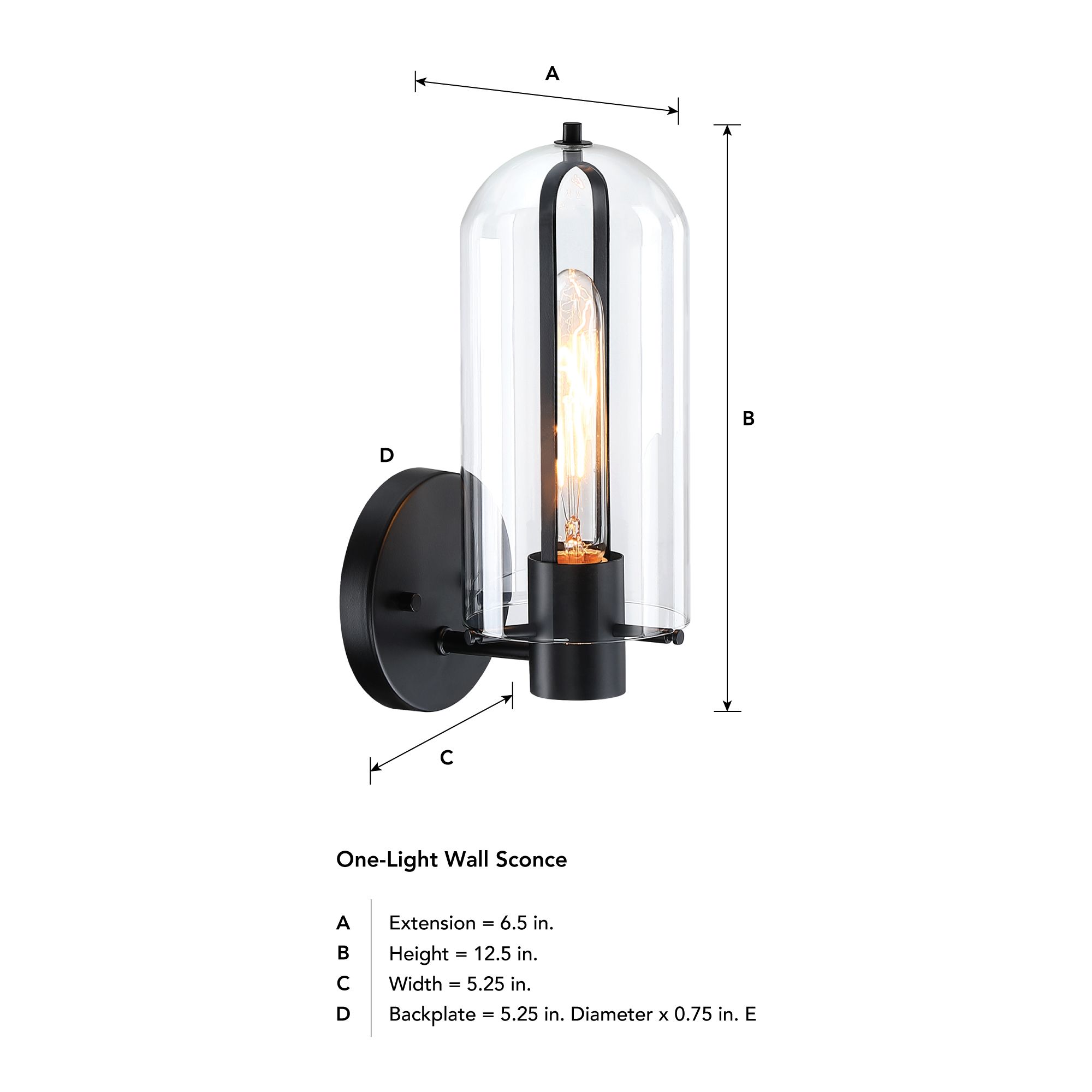 Image 6 Skylar 5.25 in. 1-Light Matte Black Wall Sconce Light more views