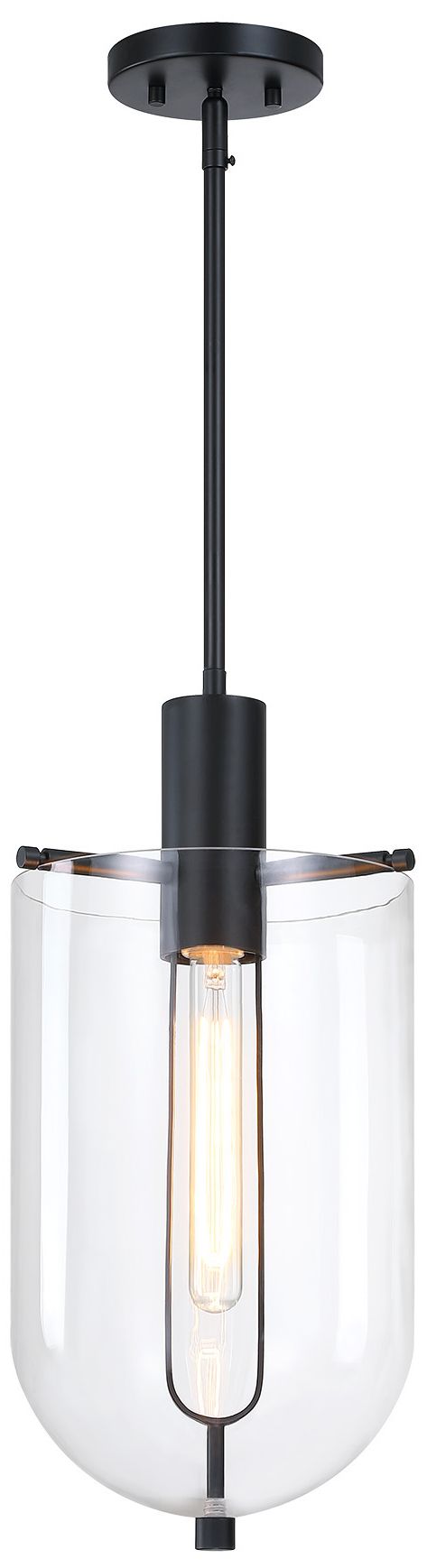 Image 4 Skylar 60Watt 1-Light 10"Matte Black Pendant Light with Glass Shade more views