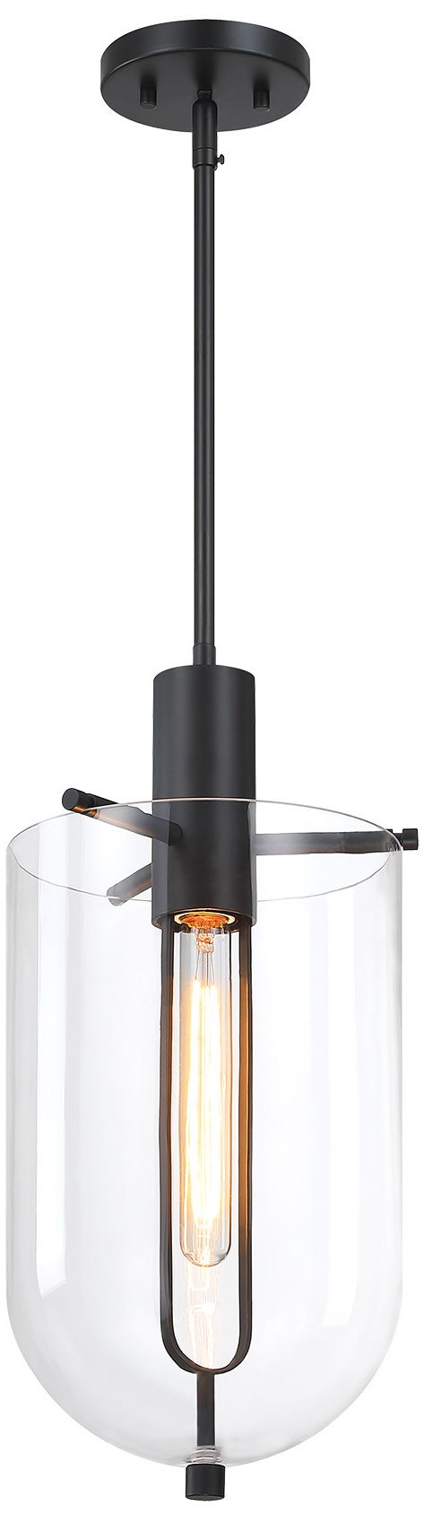 Image 5 Skylar 60Watt 1-Light 10"Matte Black Pendant Light with Glass Shade more views