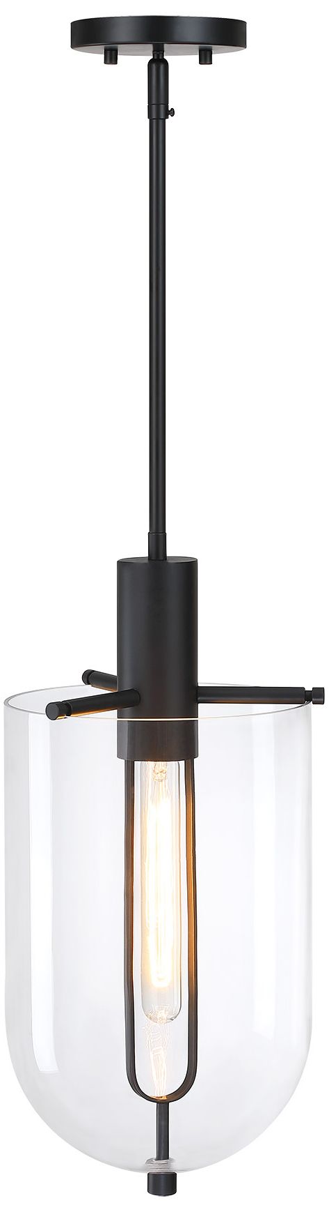 Image 6 Skylar 60Watt 1-Light 10"Matte Black Pendant Light with Glass Shade more views