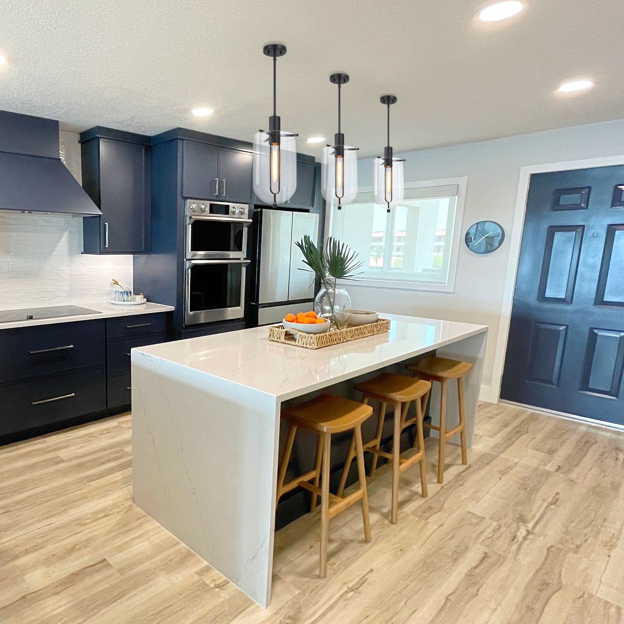 Skylar 60Watt 1-Light 10"Matte Black Pendant Light with Glass Shade