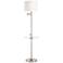 Skylar Brushed Nickel Tray Floor Lamp with USB Port