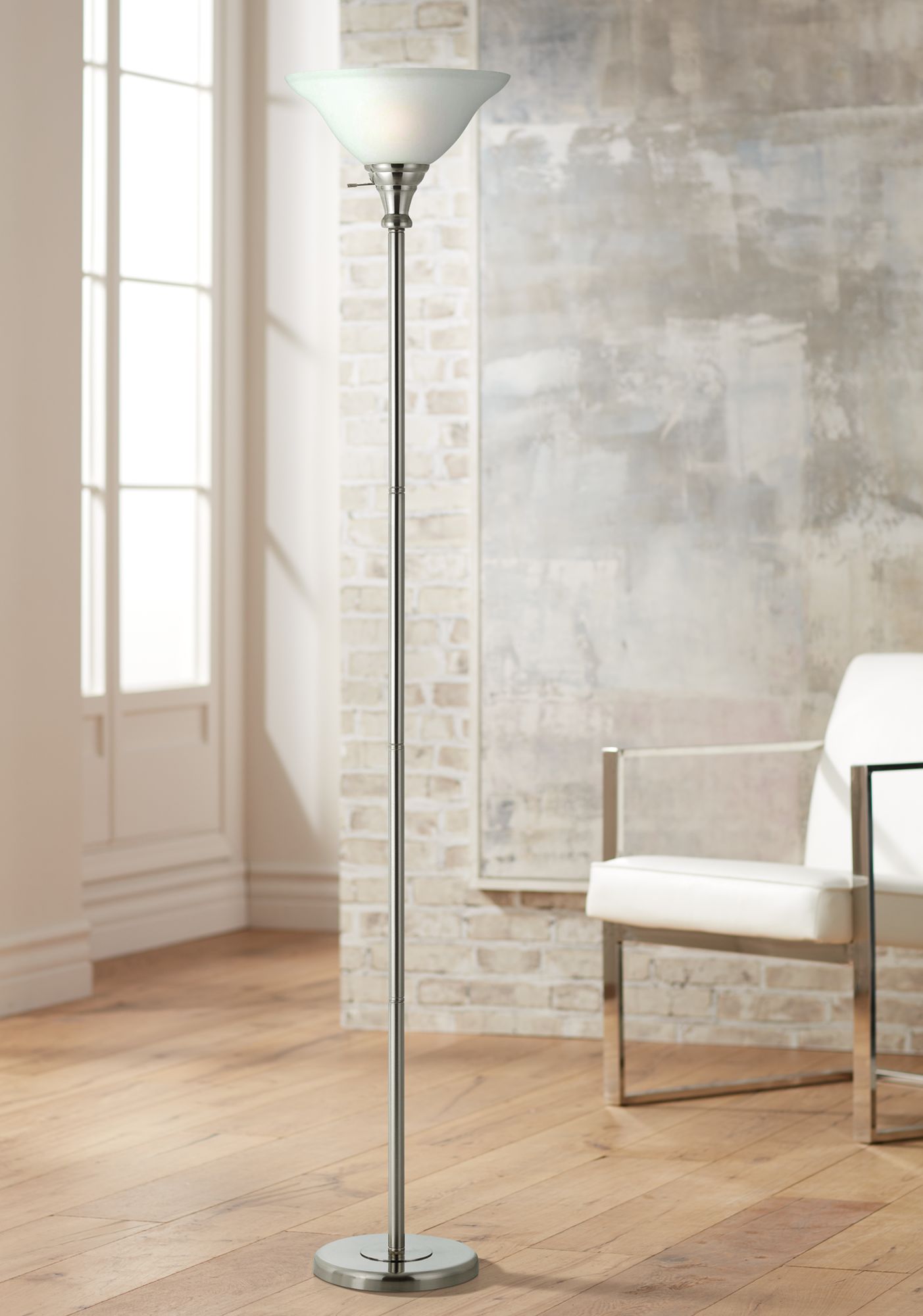 brushed steel floor lamp