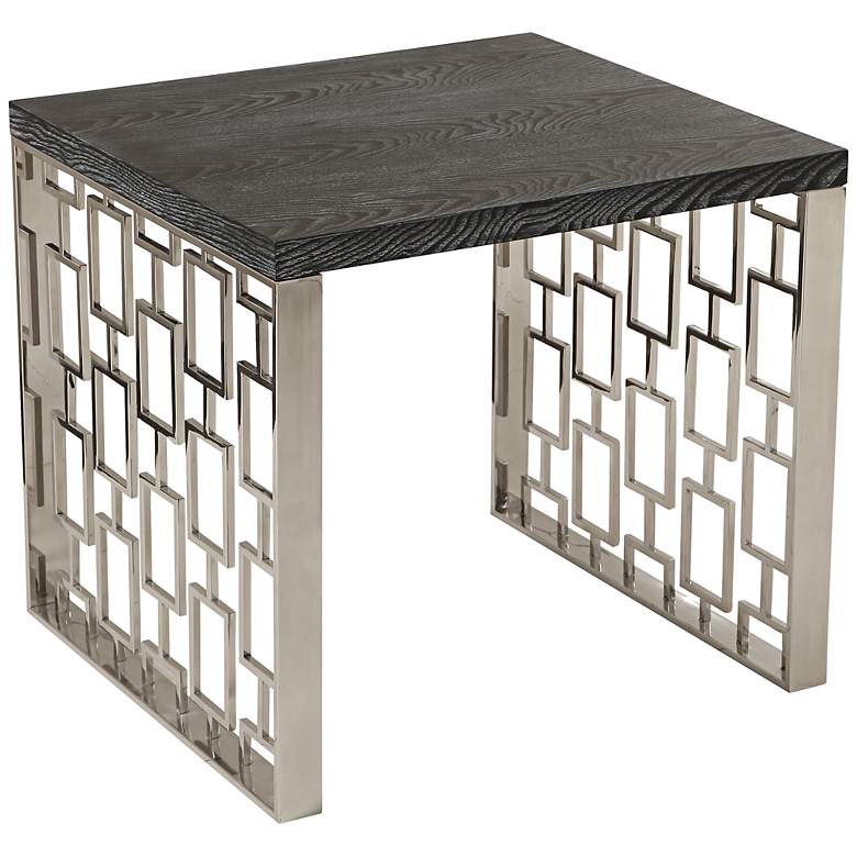 Image 1 Skyline 24 inch Wide Charcoal and Stainless Steel Side Table