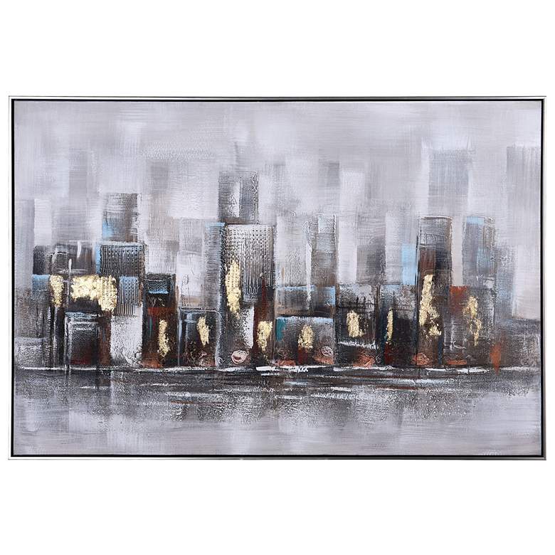 Image 1 Skyline Abstract Hand Painted Framed Canvas Art
