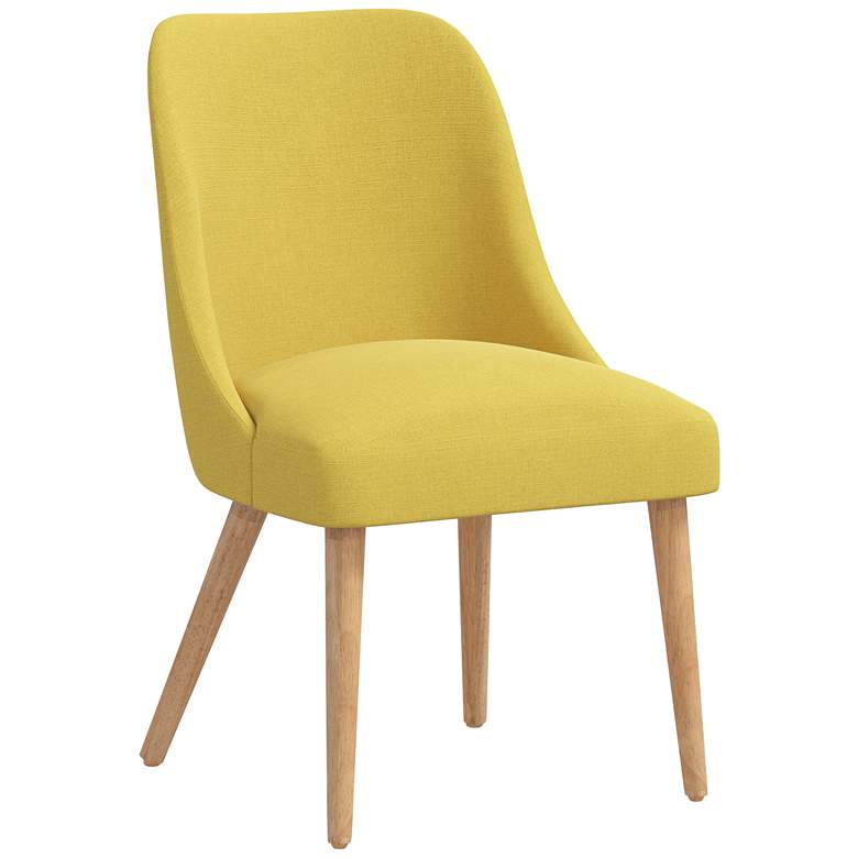 Image 1 Skyline Tara 20" Wide Ochre Yellow Linen Fabric Modern Dining Chair