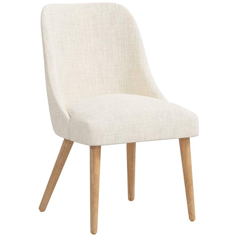 Image 1 Skyline Tara 20" Wide Talc White Linen Fabric Modern Dining Chair