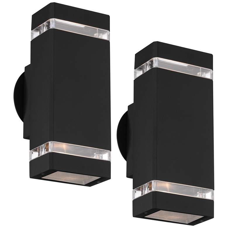 Image 1 Skyridge 10 1/2" High Black Outdoor Wall Lights Set of 2
