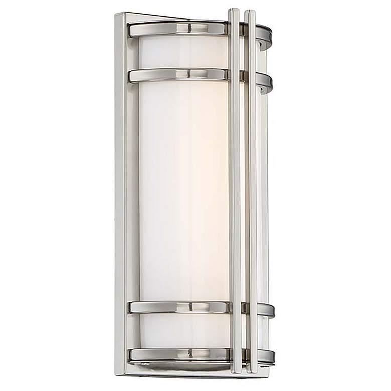 Image 1 Skyscraper 12"H x 6"W 1-Light Outdoor Wall Light in Stainless Ste