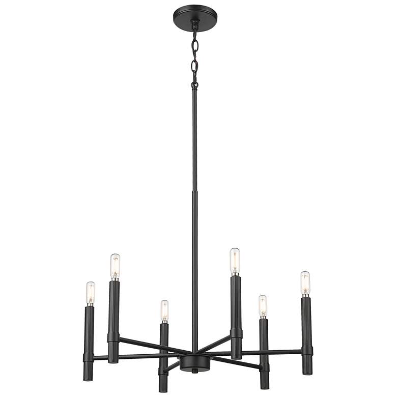 Image 1 Skyva 24.25" Wide 6-Light Chandelier in Matte Black