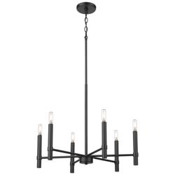 Skyva 24.25" Wide 6-Light Chandelier in Matte Black