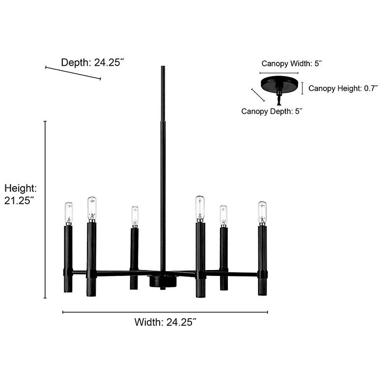 Image 7 Skyva 24.25" Wide 6-Light Chandelier in Matte Black more views