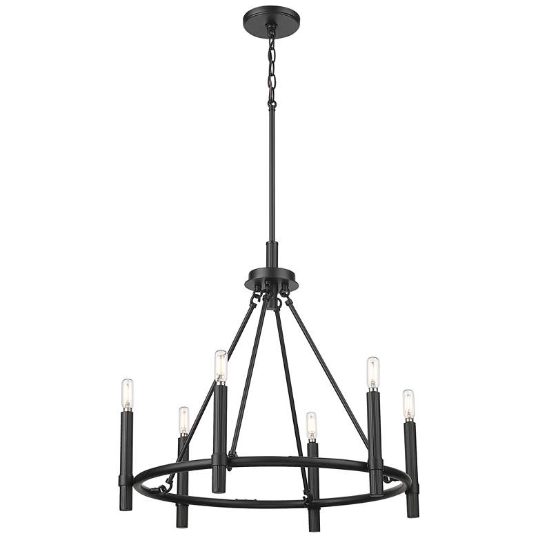 Image 1 Skyva 25" Wide 6-Light Chandelier in Matte Black
