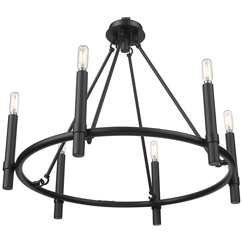 Image 3 Skyva 25" Wide 6-Light Chandelier in Matte Black more views