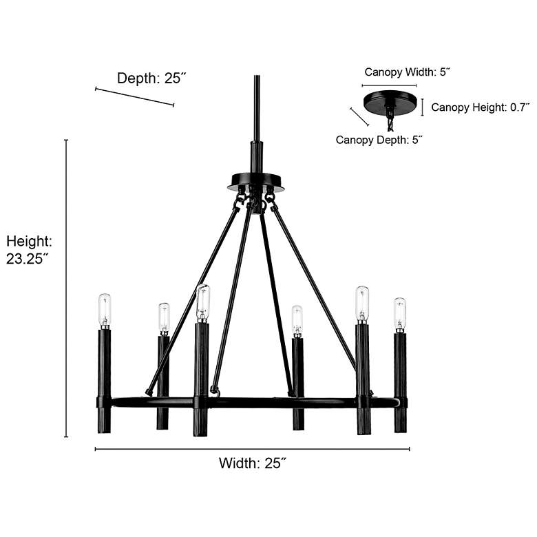 Image 7 Skyva 25" Wide 6-Light Chandelier in Matte Black more views