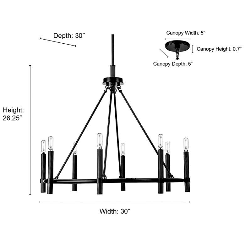 Image 7 Skyva 30" Wide 8-Light Chandelier in Matte Black more views