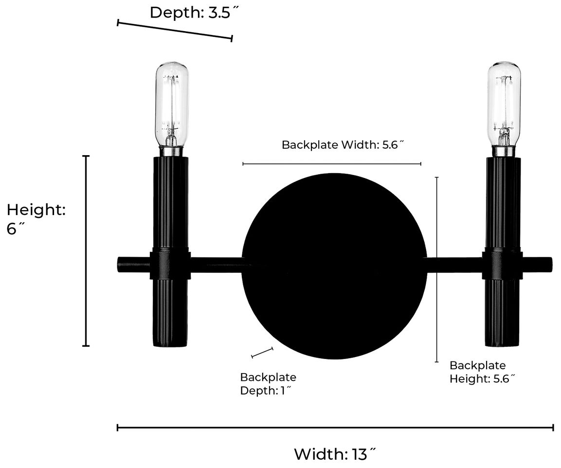Skyva 6" High 2-Light Vanity in Matte Black