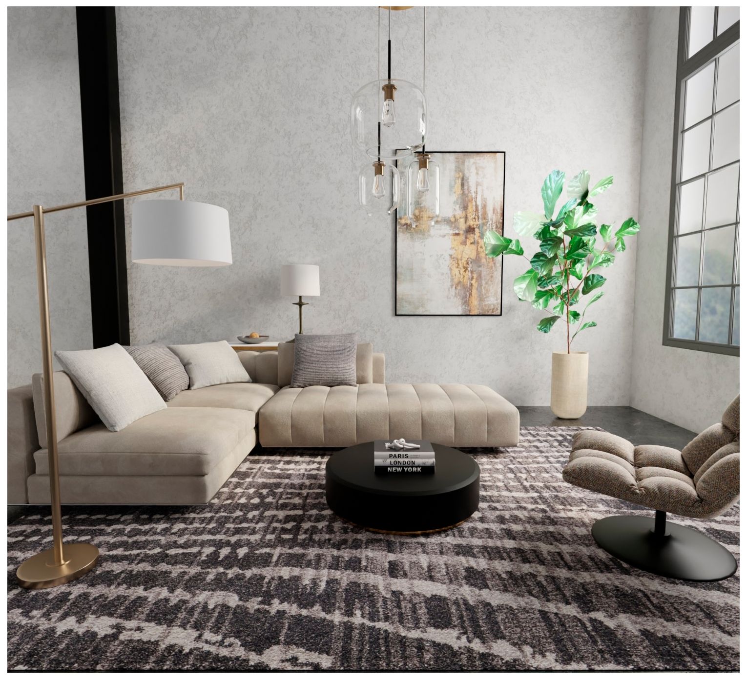 Image 2 Skyview Abstract Indoor Black Area Rug 39QDF 7'-10" x 10' more views