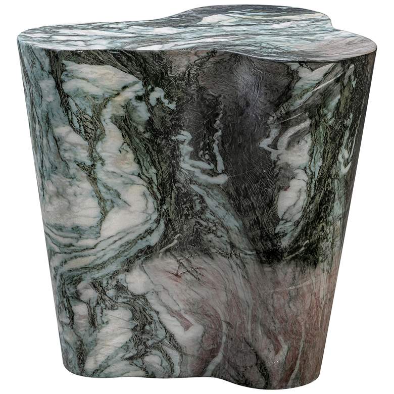 Image 4 Slab 18 inch Wide Gray Blush Faux Marble Side Table more views