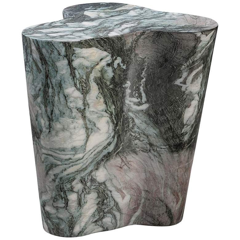 Image 5 Slab 18 inch Wide Gray Blush Faux Marble Side Table more views