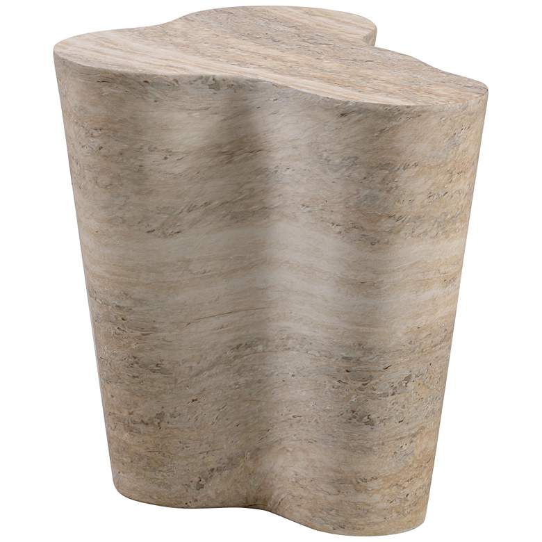 Image 4 Slab 18" Wide Natural Travertine Side Table more views