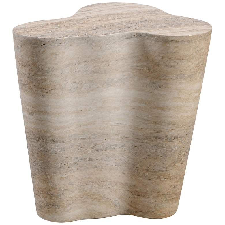 Image 5 Slab 18 inch Wide Natural Travertine Side Table more views