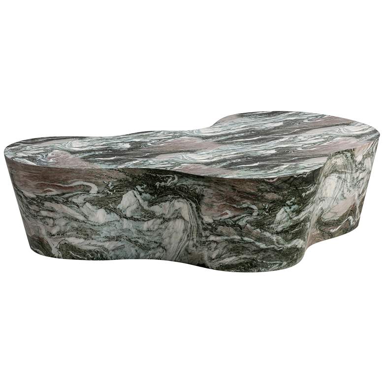 Image 1 Slab 59 1/2 inch Wide Gray Blush Faux Marble Coffee Table