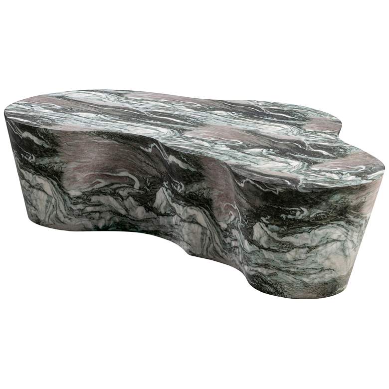 Image 6 Slab 59 1/2 inch Wide Gray Blush Faux Marble Coffee Table more views