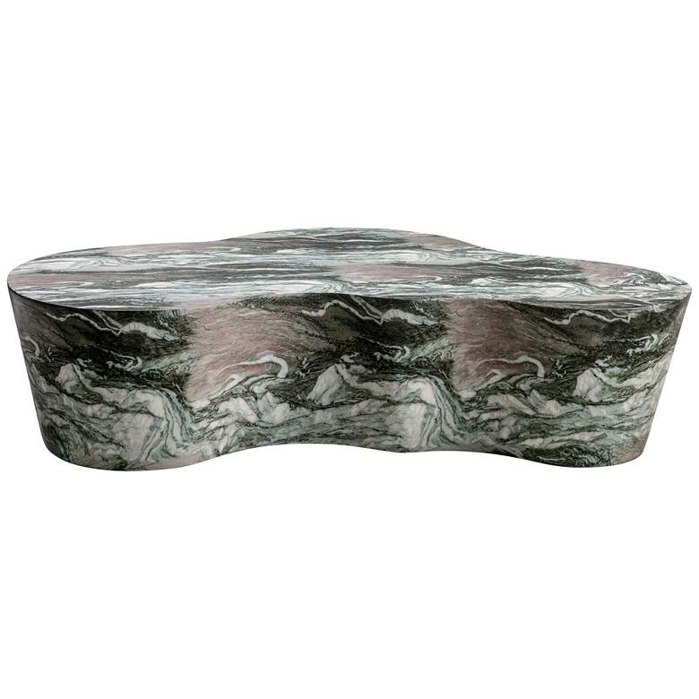 Image 7 Slab 59 1/2 inch Wide Gray Blush Faux Marble Coffee Table more views