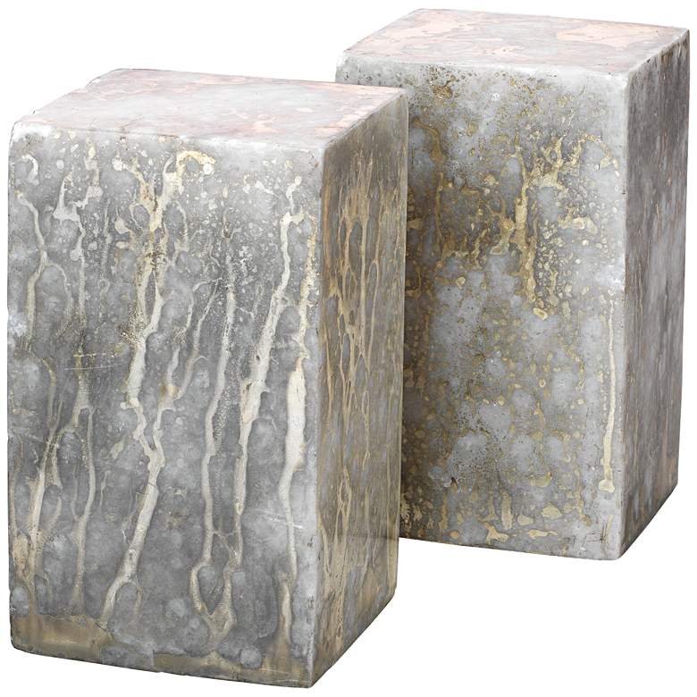 Image 1 Slab Silver and Gold Marble Rectangular Bookend Set of 2