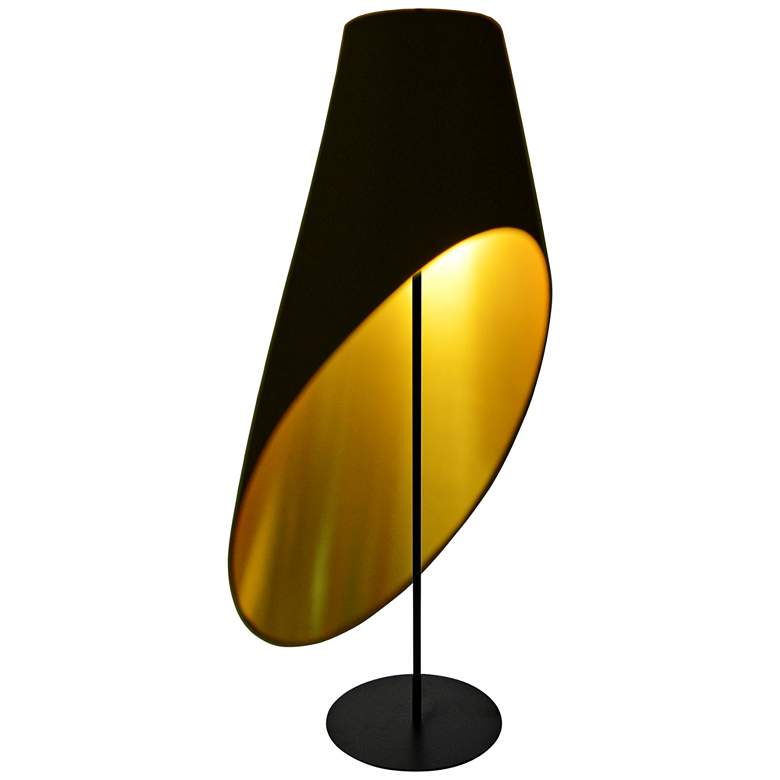 Image 1 Slanted Drum Black and Gold Floor Lamp