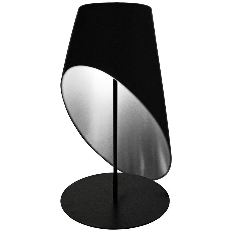 Image 1 Slanted Drum Black and Silver Table Lamp