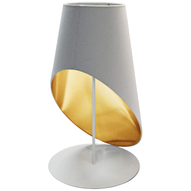 Image 1 Slanted Drum White and Gold Table Lamp