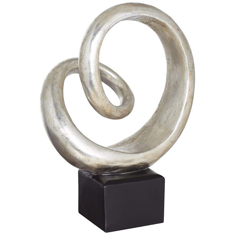 Image 2 Slanted Spiral 16 inch High Silver Finish Modern Sculpture
