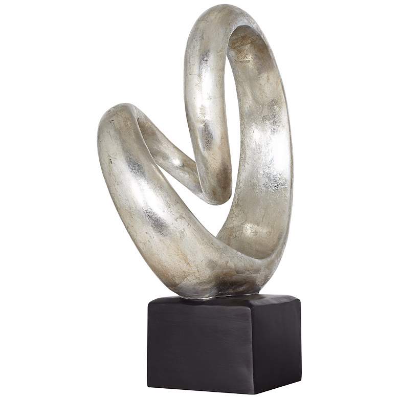 Image 4 Slanted Spiral 16 inch High Silver Finish Modern Sculpture more views