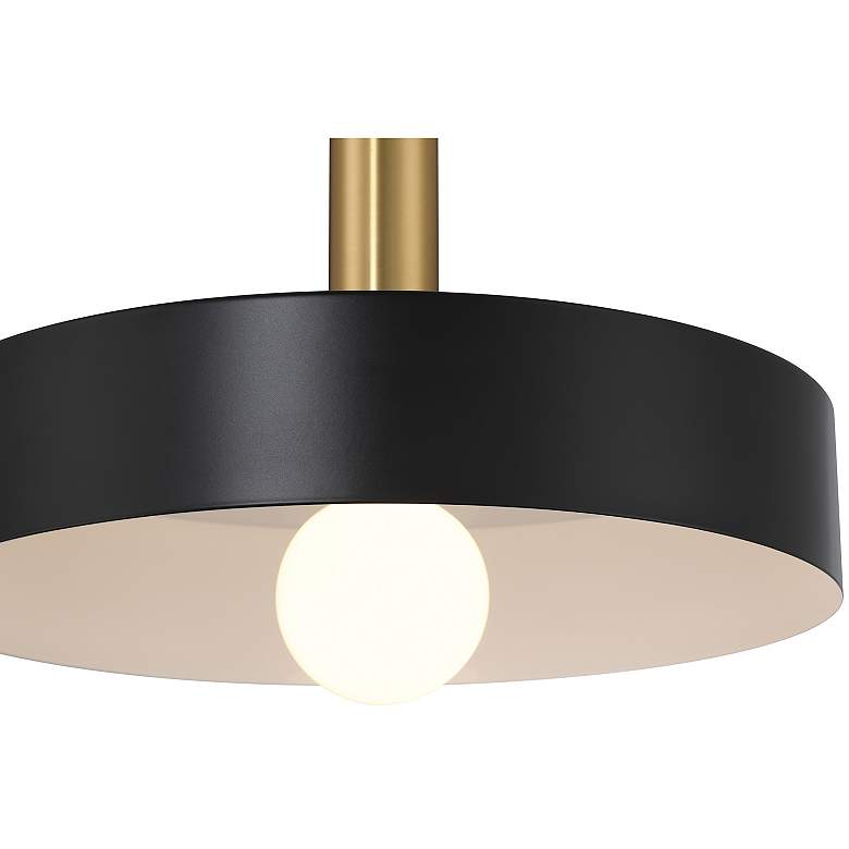 Image 5 Slate 13 3/4"W Black w/ Antique Brushed Brass Pendant Light more views