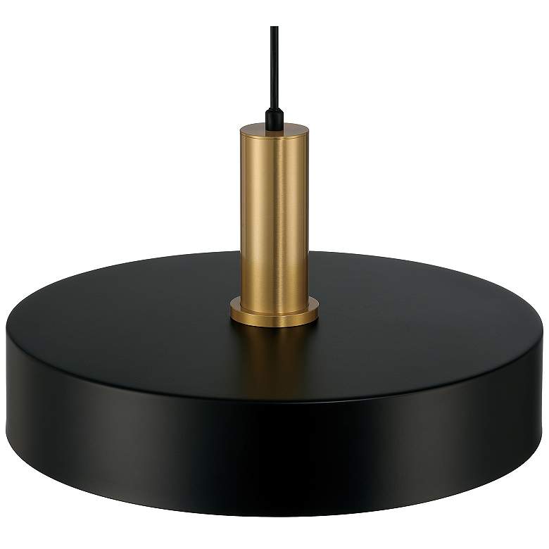 Image 6 Slate 13 3/4"W Black w/ Antique Brushed Brass Pendant Light more views