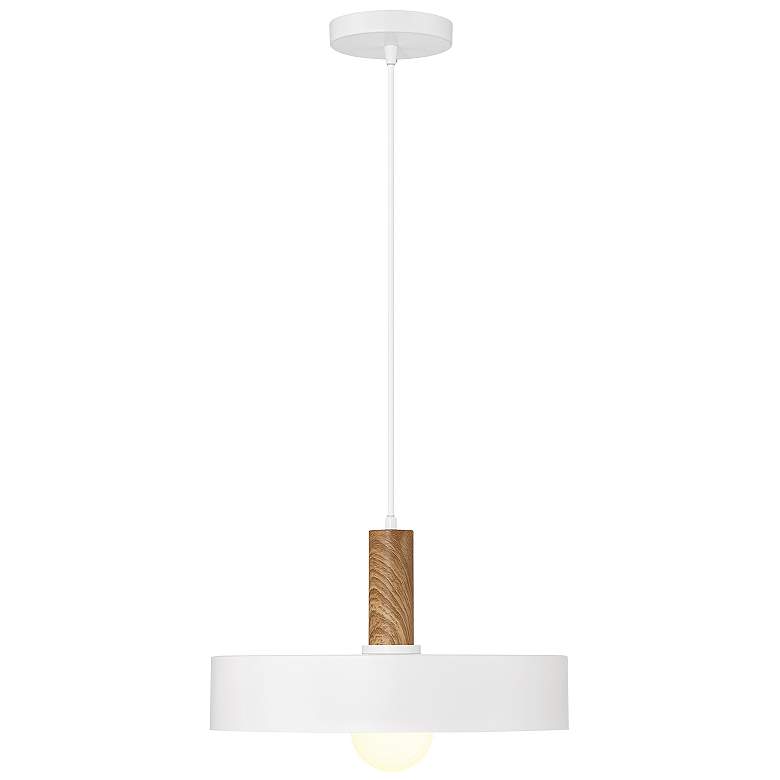Image 3 Slate 13 3/4"W White with Natural Wood Grain Pendant Light more views