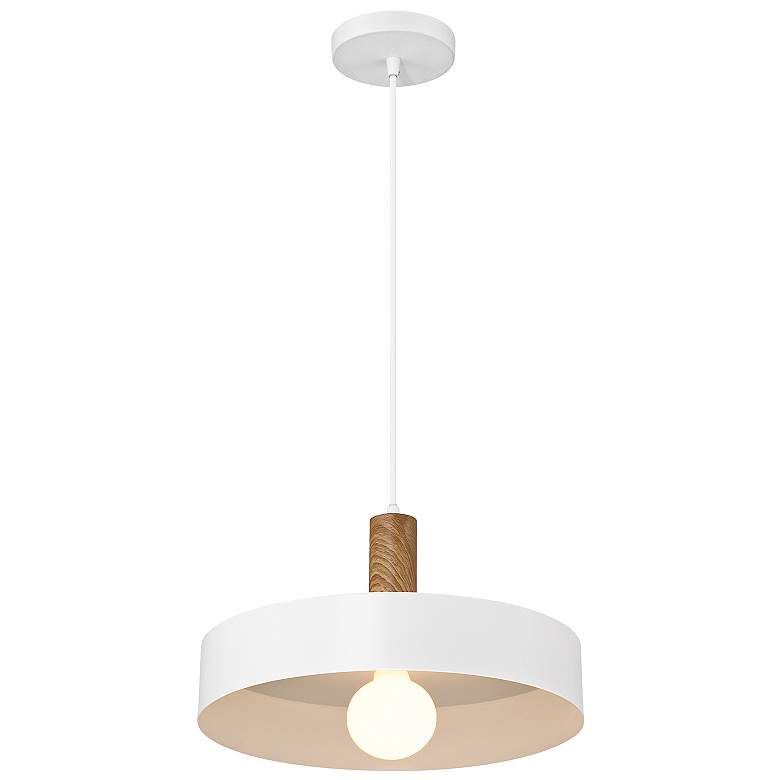 Image 4 Slate 13 3/4"W White with Natural Wood Grain Pendant Light more views