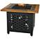 Slate and Faux Wood Mantel 32" Wide LP Gas Fire Pit