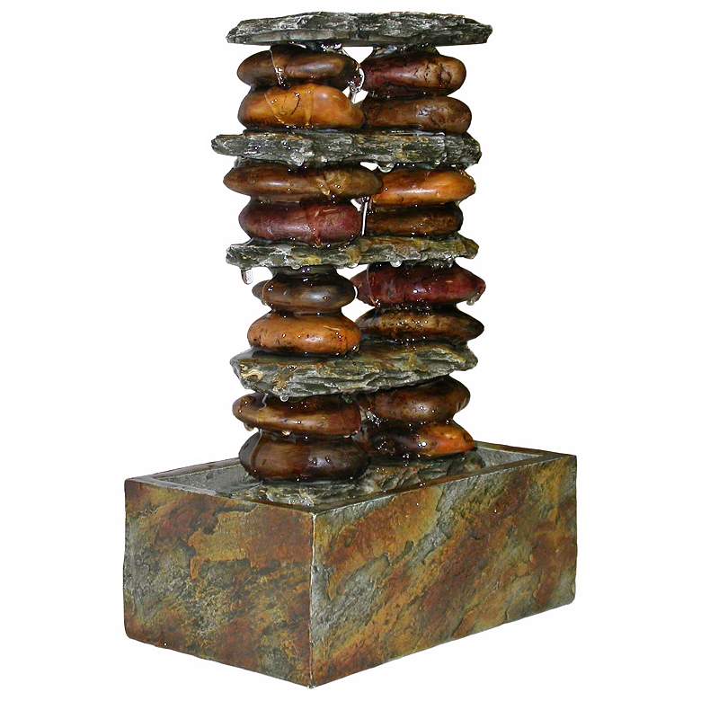 Image 1 Slate and Stone Tower Tabletop Fountain