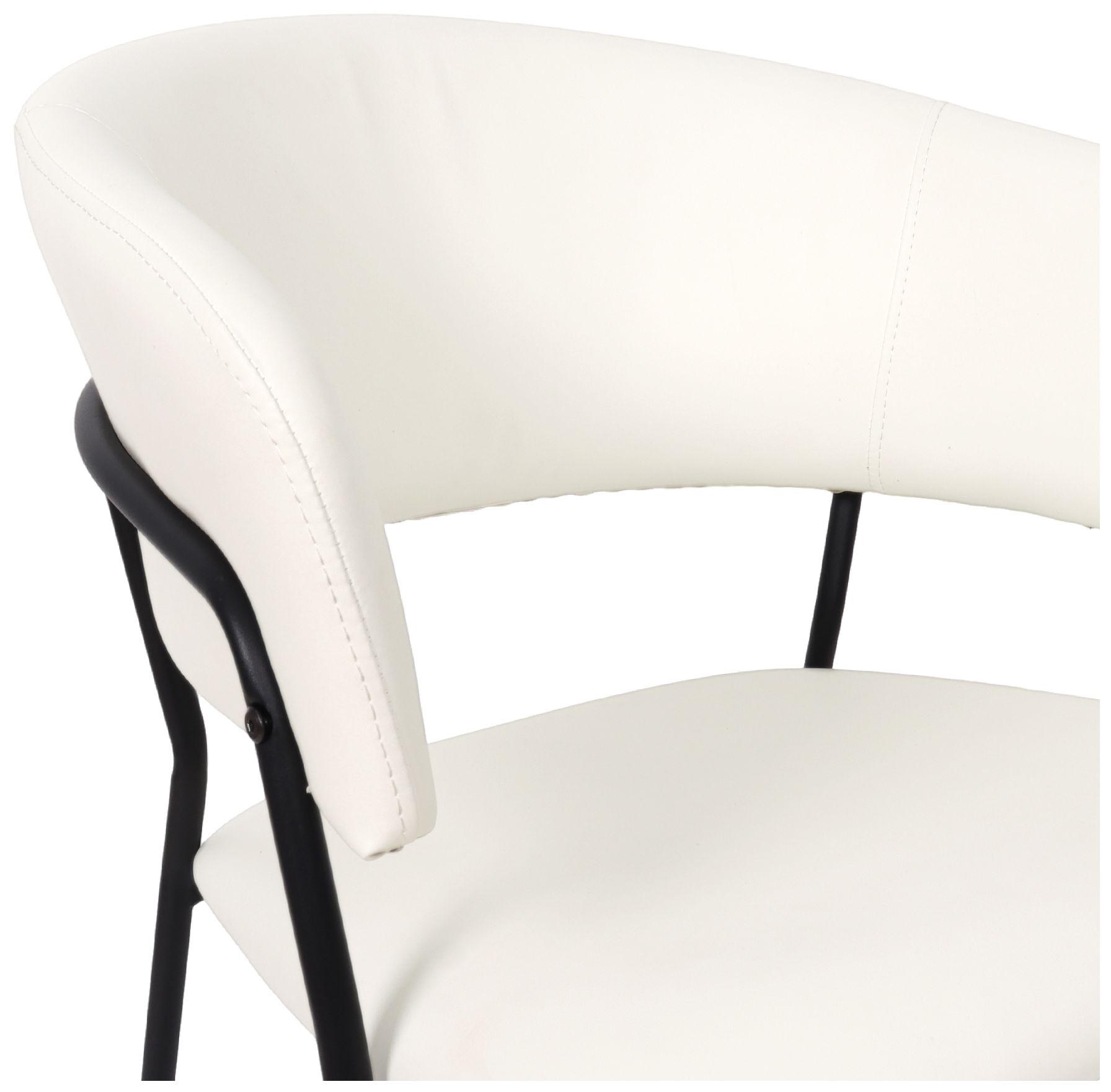 Image 6 Slate Contemporary Modern Vegan Leather Metal Armchair in Ivory - Set of 4 more views