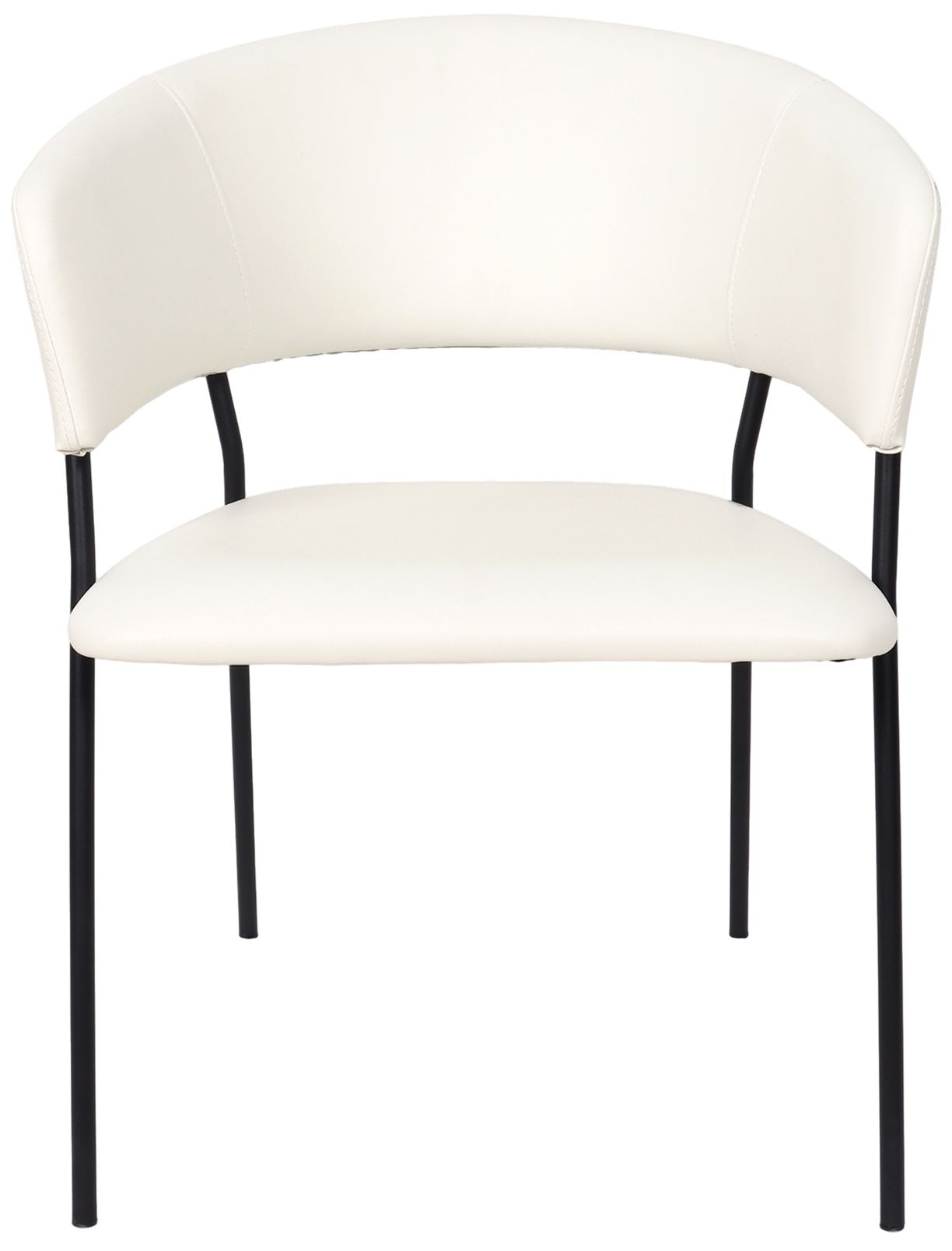 Image 7 Slate Contemporary Modern Vegan Leather Metal Armchair in Ivory - Set of 4 more views