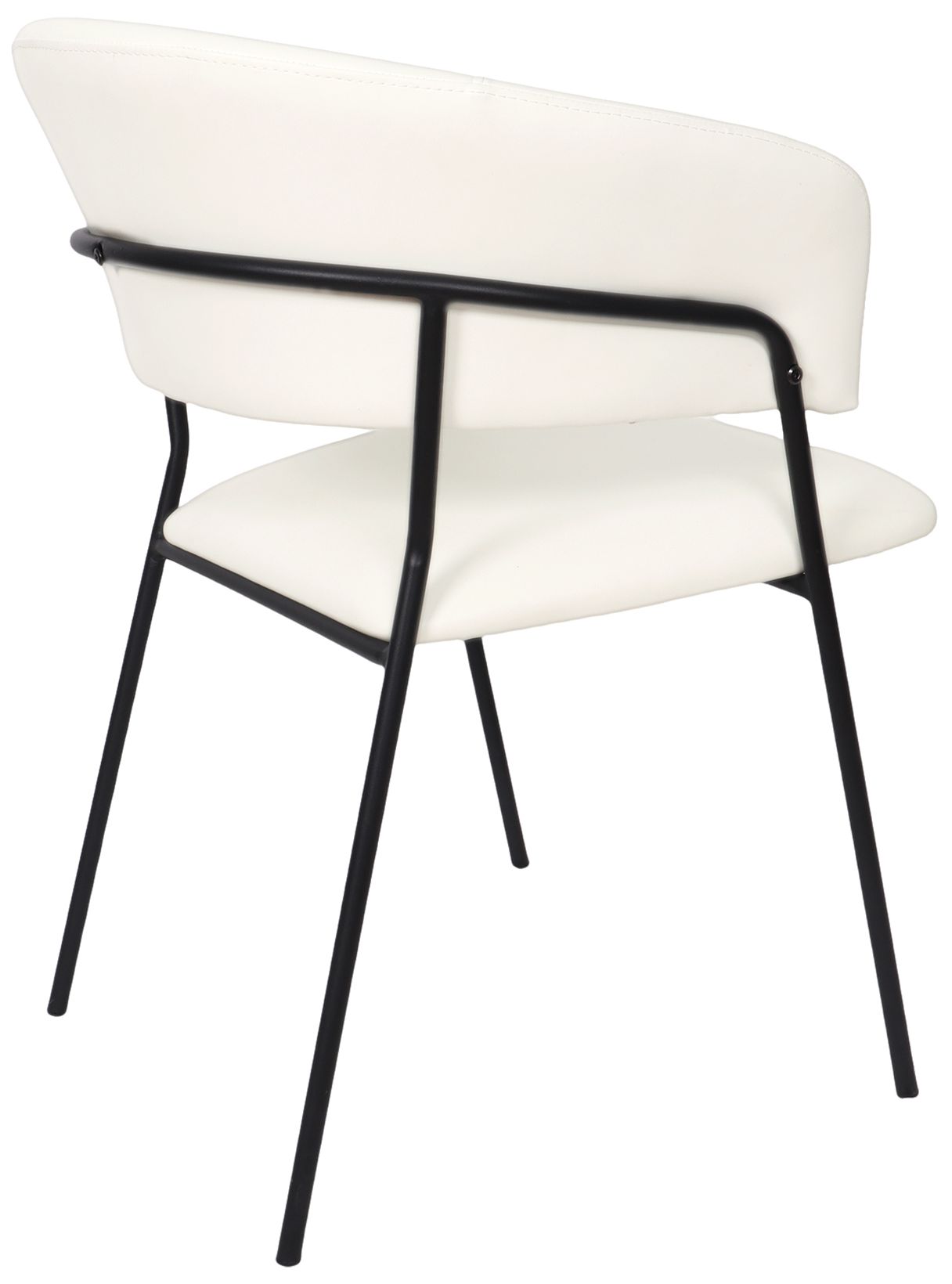 Slate Contemporary Modern Vegan Leather Metal Armchair in Ivory - Set of 4