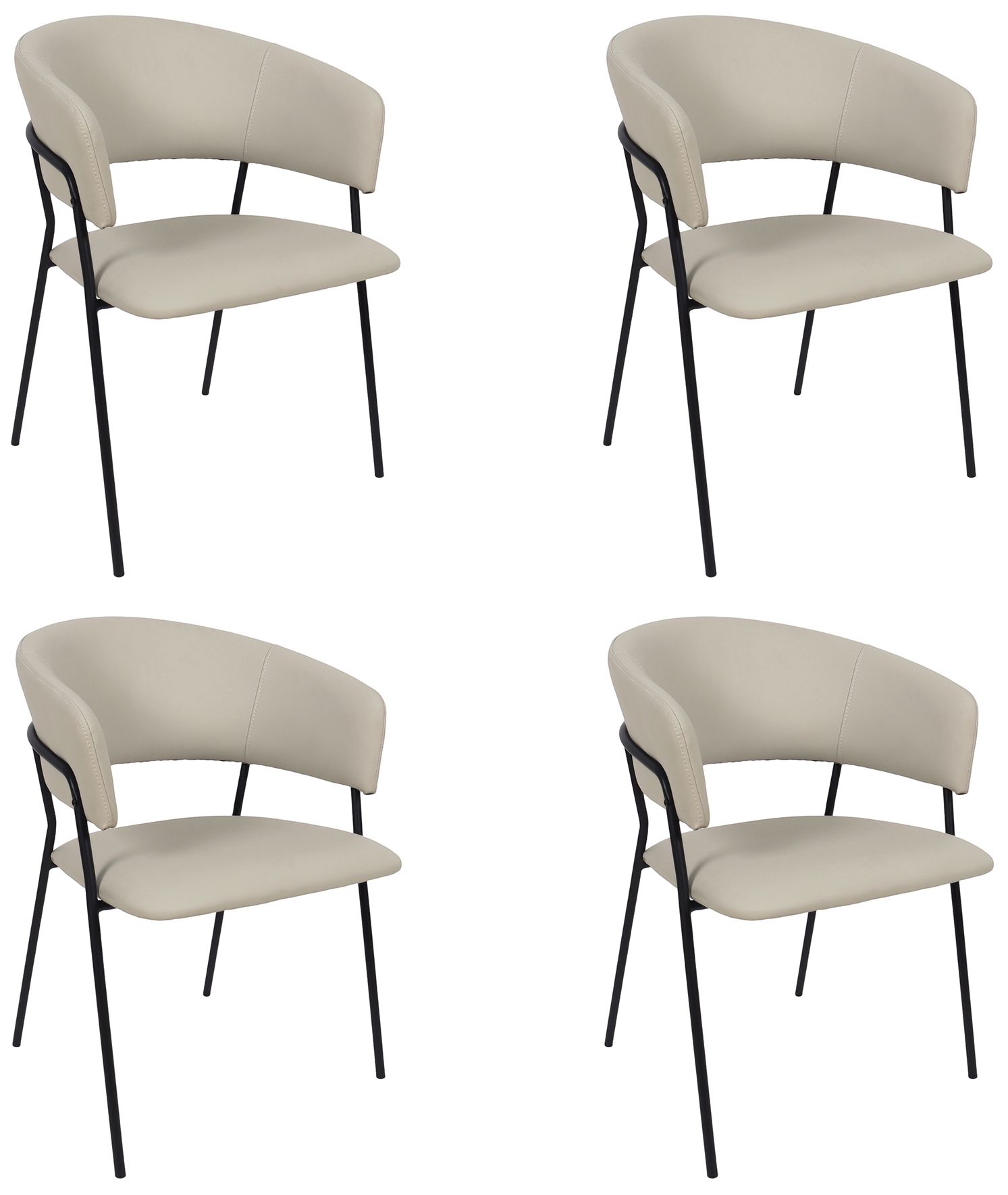 Image 2 Slate Modern Vegan Leather Metal Armchair in Stone Gray - Set of 4 more views