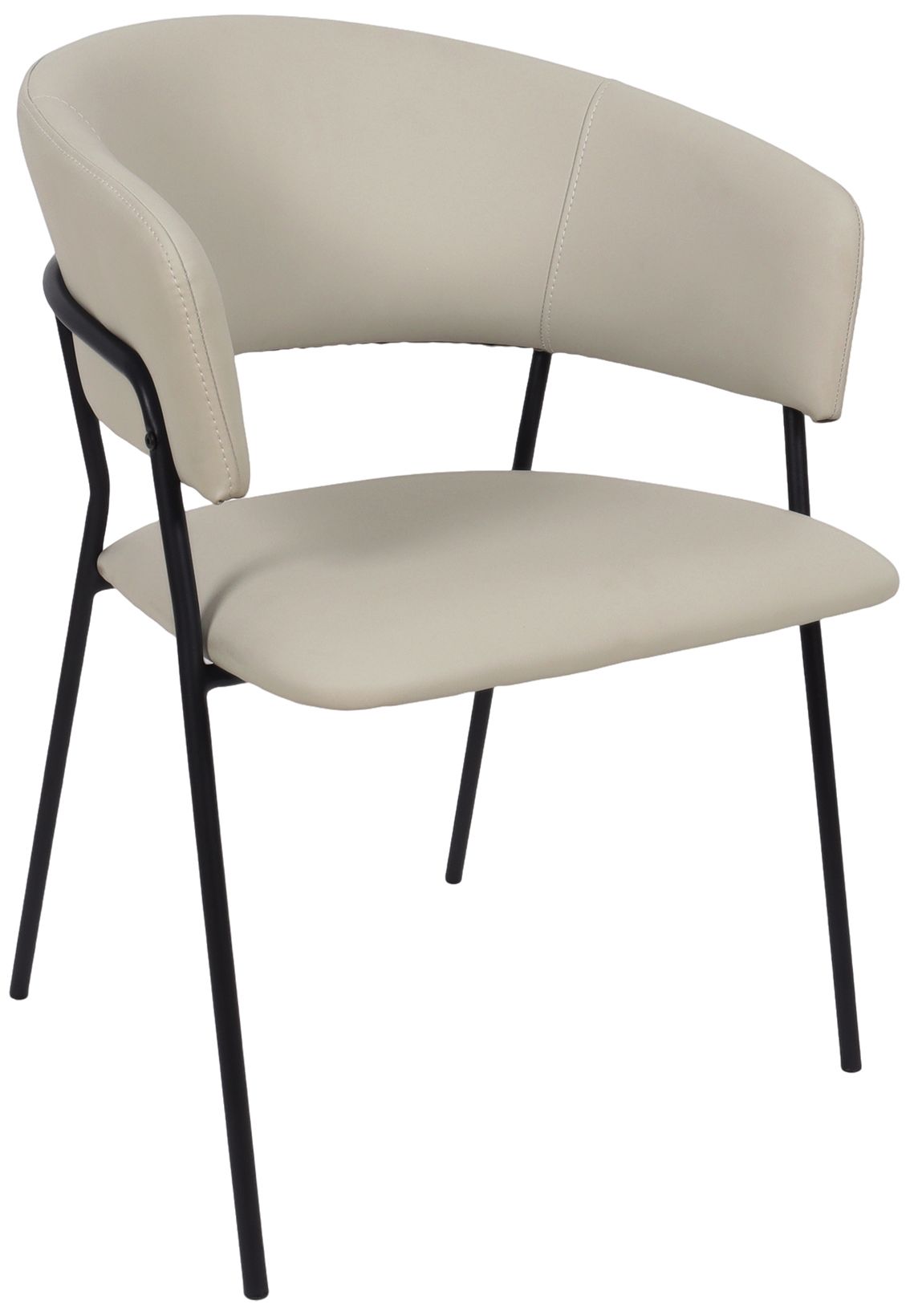 Slate Modern Vegan Leather Metal Armchair in Stone Gray - Set of 4