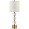 Slate Polished Brass and Crystal Table Lamp
