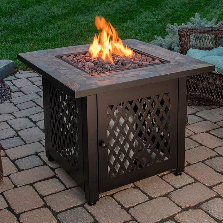 Image 1 Slate Tile Mantel 30 inch Wide LP Gas Fire Pit